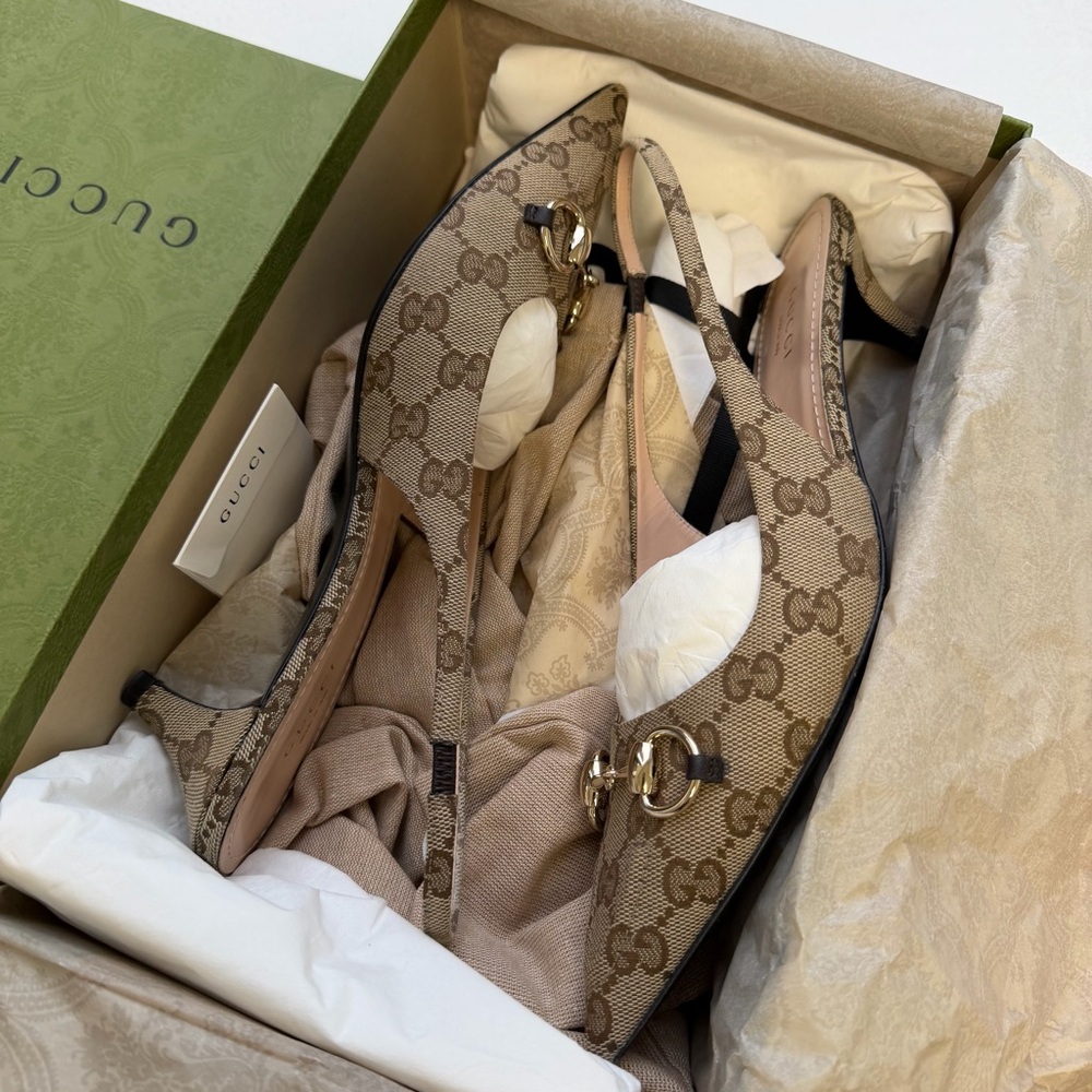 Gucci kitten heel slingback pump with horsebit